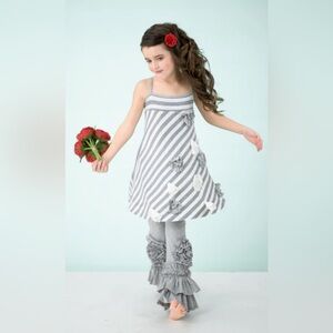 Pixie Girl Maxi Tunic & Leggings Grey White Sz 14